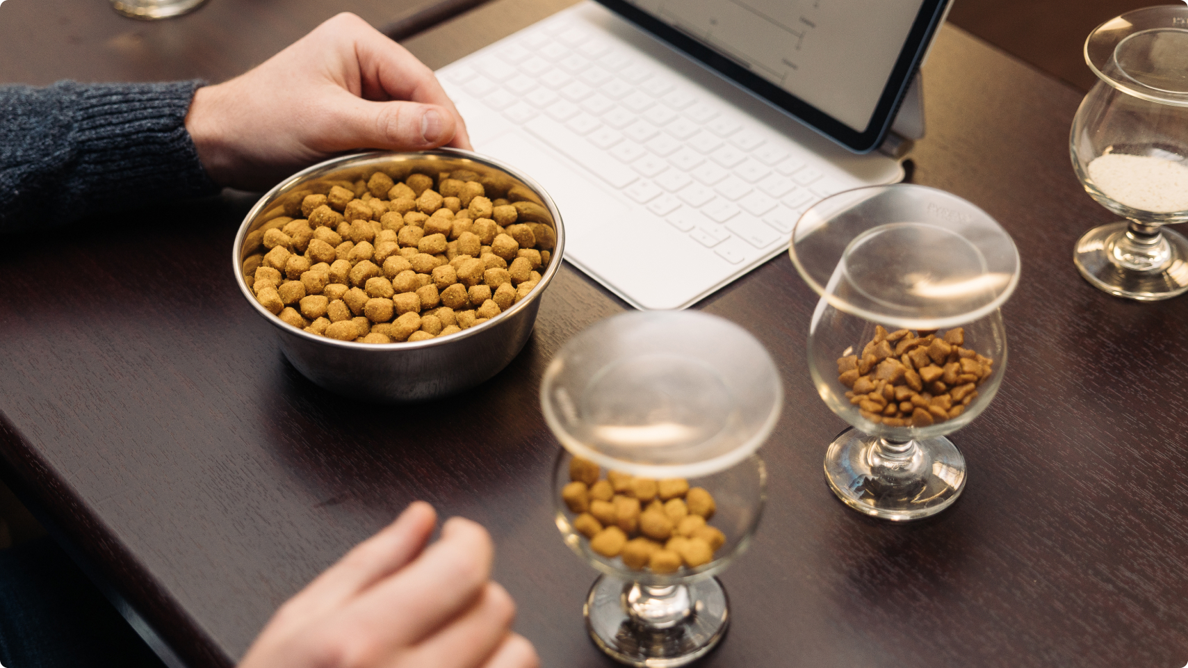 Hill's Pet researcher testing different kibble size